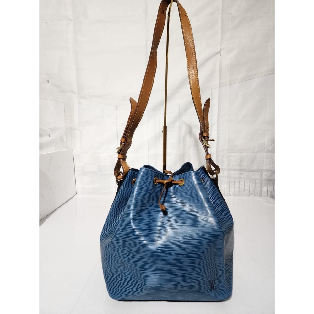 Louis Vuitton Epi Noe Drawstring Bucket Shoulder Bag Brown/Blue - Picture 1 of 16